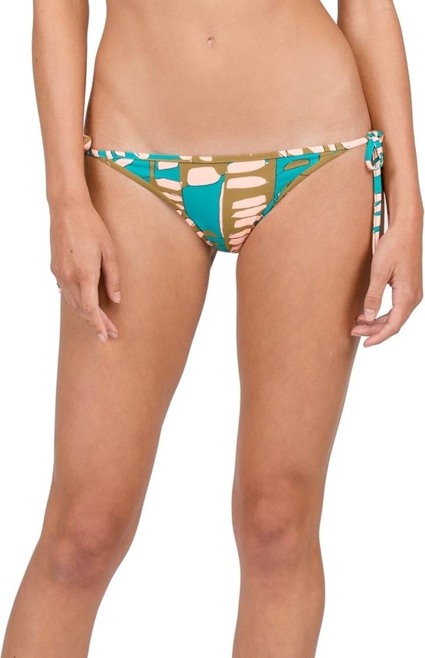 Volcom Bikini Bottom SZ Medium New Wave Brown Abstract Boho Surf Skater Swim NEW